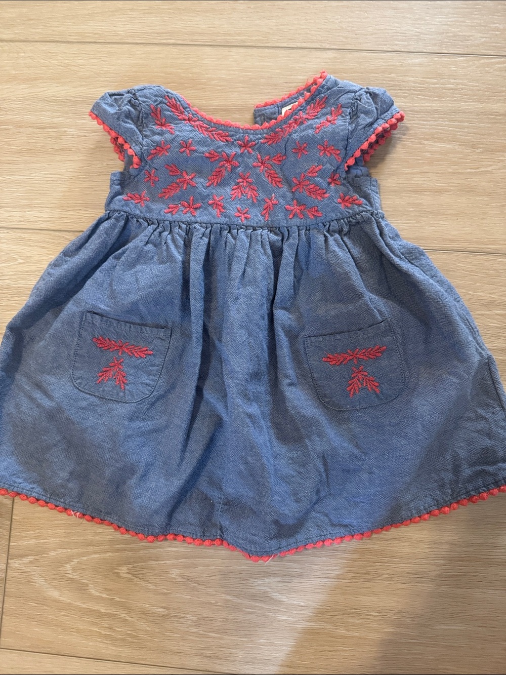 Old Navy Blue Dress with Pink Embroidery